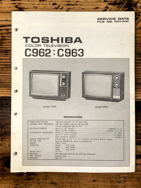 Toshiba C962 C963 TV / Television Service Manual *Original*