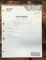 Sony KV-2141R TV Supp Service Manual *Original*