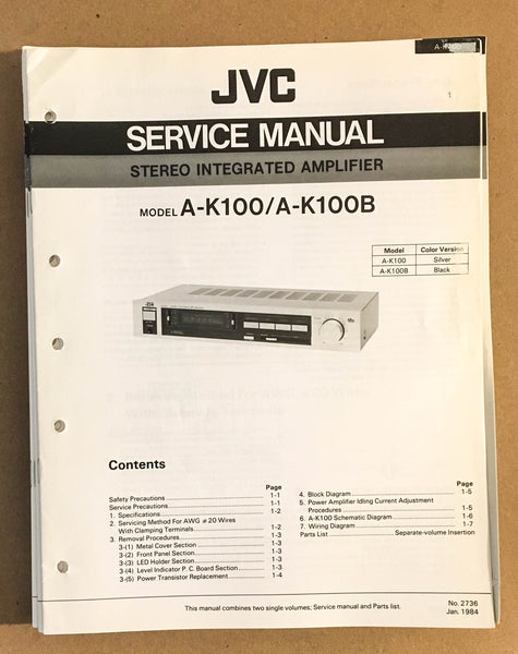 JVC A-K100 A-K100B Amplifier  Service Manual *Original*