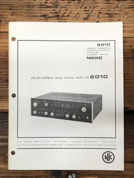 Nikko Model 8010 Receiver  Service Manual *Original*