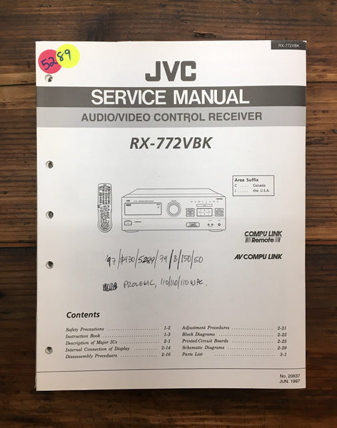 JVC RX-772 RX-772VBK Receiver  Service Manual *Original*
