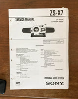 Sony ZS-X7 MiniDisc System  Service Manual *Original*