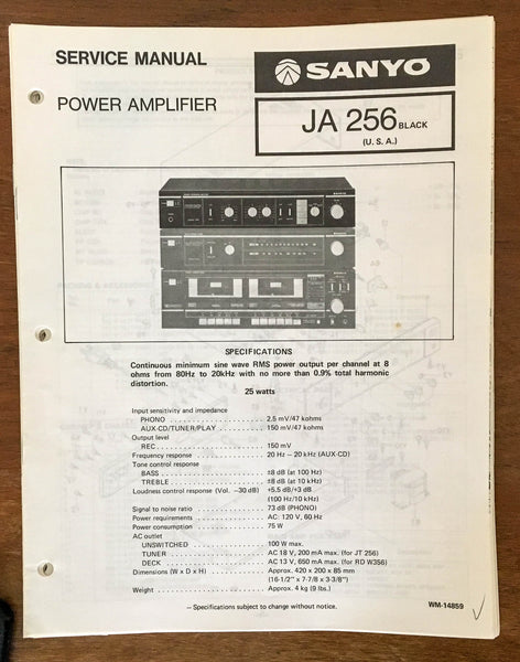 Sanyo JA 256 Amplifier Service Manual *Original*