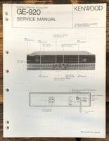 Kenwood GE-920 Graphic Equalizer  Service Manual *Original*