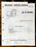 Sharp JC-518 Cassette Service Manual *Original*