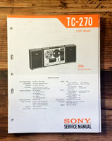 Sony TC-270 Reel to Reel Service Manual *Original*