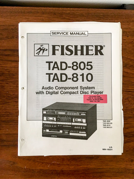 Fisher TAD-805 TAD-810 Stereo Service Manual *Original*