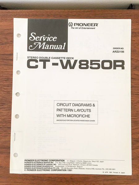 Pioneer CT-W850R Cassette Service Manual *Original*