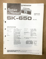 Pioneer SK-650 Radio Cassette Service Manual *Original*