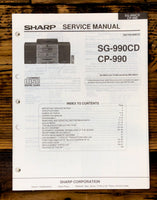 Sharp SG-990CD CP-990 Radio / Stereo System Service Manual *Original*