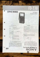 Sony FD-270 Watchman TV  Service Manual *Original*