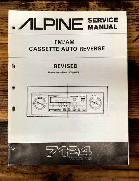 Alpine Model 7124 Car Radio / Cassette Revised Service Manual *Original* #1