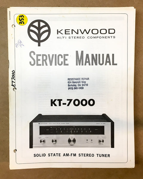 Kenwood KT-7000 Tuner  Service Manual *Original*