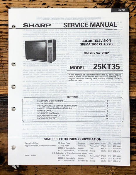 Sharp 25KT35 TV / Television Service Manual *Original*