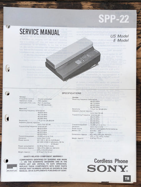 Sony SPP-22 Telephone  Service Manual *Original*