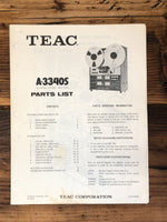 Teac A-3340S Reel to Reel  Parts List Manual *Original* #2