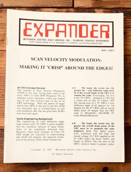 Mitsubishi Expander MAY 1987 SCAN VELOCITY MODULATION   *Original*