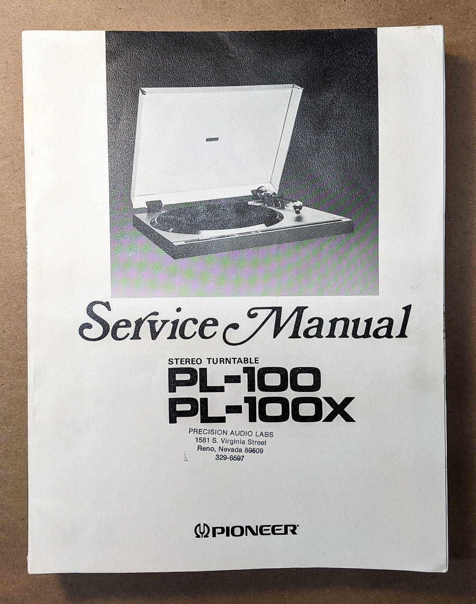 Pioneer PL-100 PL-100X Record Player / Turntable  Service Manual *Original*
