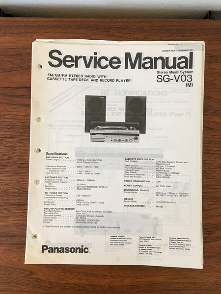 Panasonic SG-V03 Stereo Service Manual *Original*
