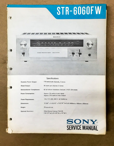 Sony STR-6060FW STR-6060 FW Receiver Service Manual *Original*