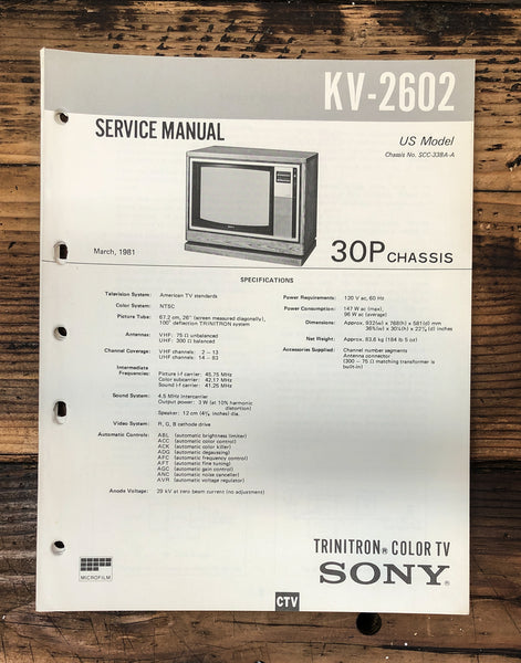 Sony KV-2602 TV  Service Manual *Original* #2