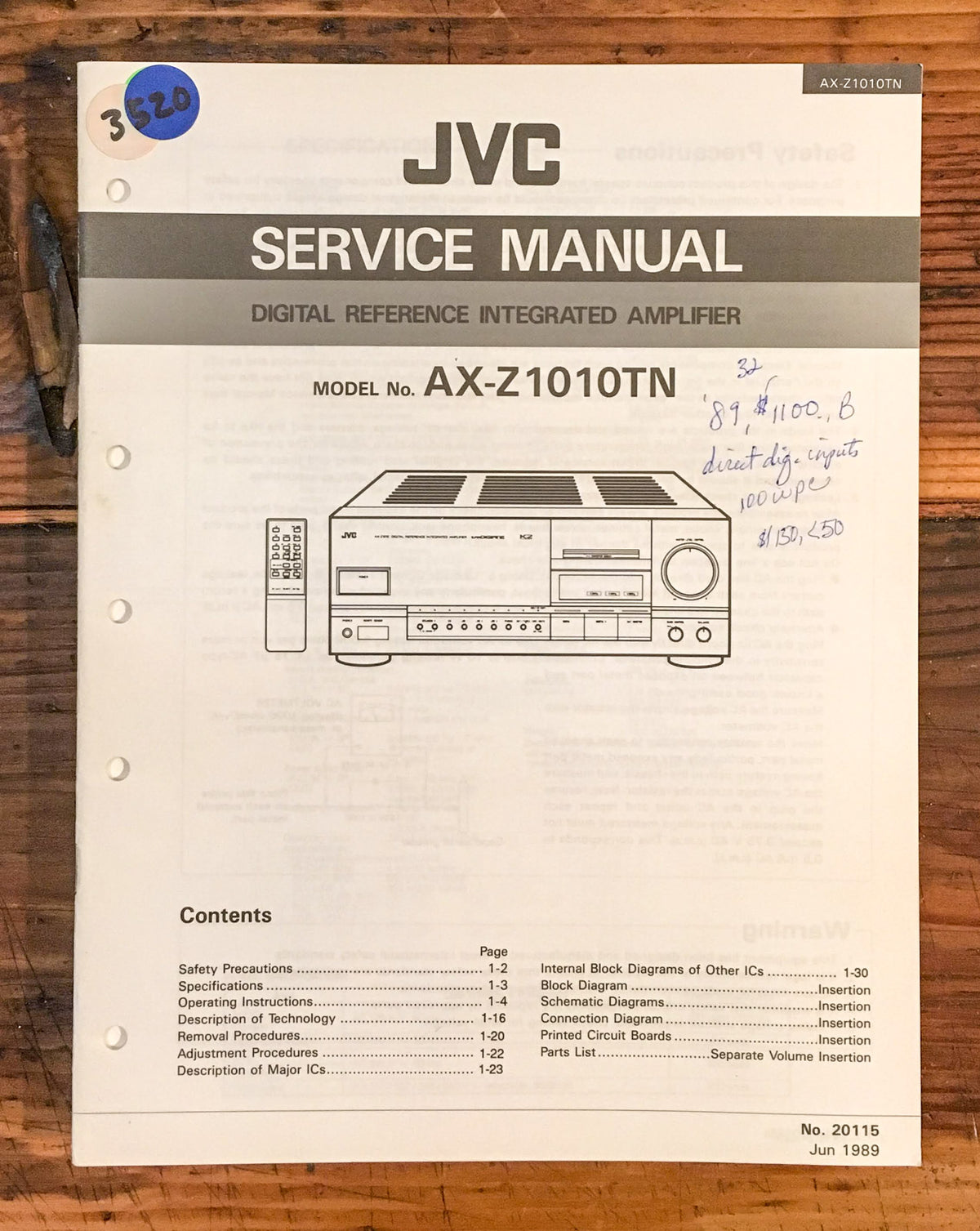 JVC AX-Z1010TN AX-Z1010 TN Amplifier  Service Manual *Original*