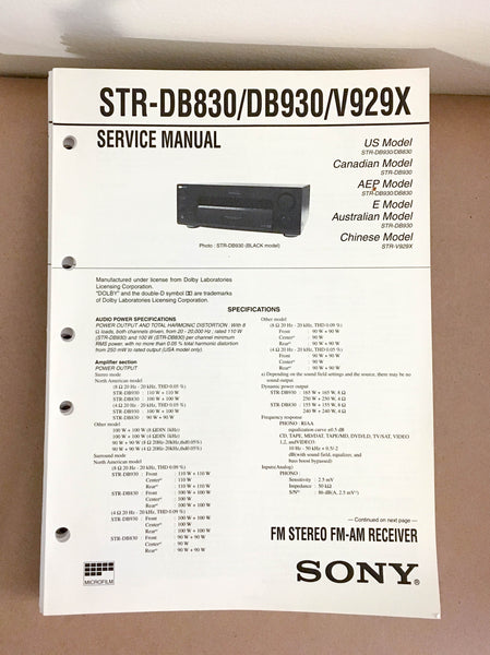 Sony STR-D830 DB930 V929X Receiver  Service Manual *Original*