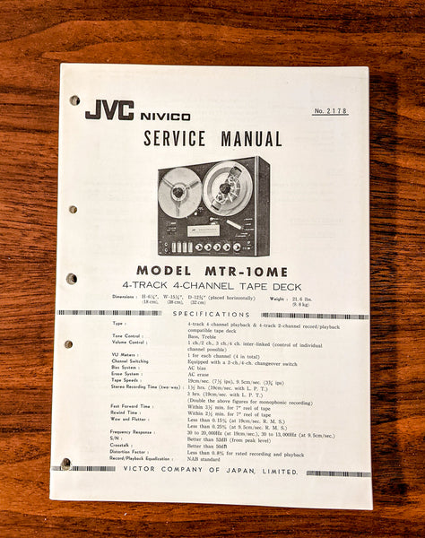 JVC MTR-10ME Tape Deck Service Manual *Original*
