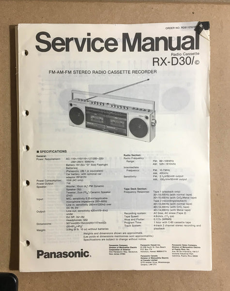 Kenwood RX-D30 Portable Radio Stereo  Service Manual *Original*