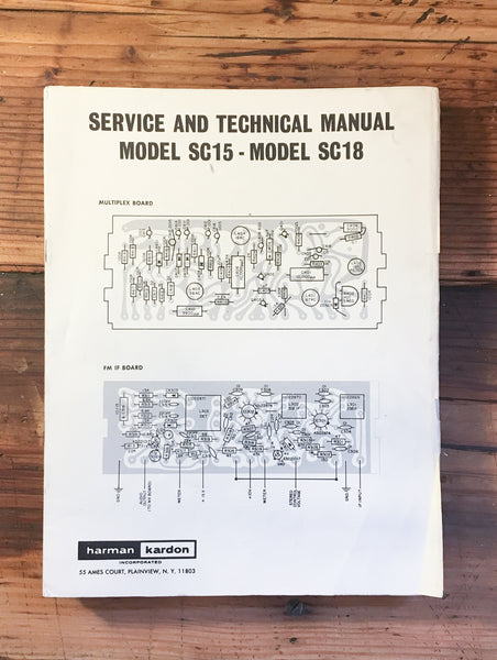 Harman Kardon HK SC15 SC18 Stereo Service Manual *Original*