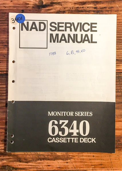 NAD Model 6340 Cassette   Service Manual *Original*