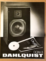 Dahlquist DQM-3 Speaker Dealer Spec Sheet *Original*