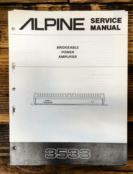 Alpine Model 3533 Power Amplifier  Service Manual *Original*