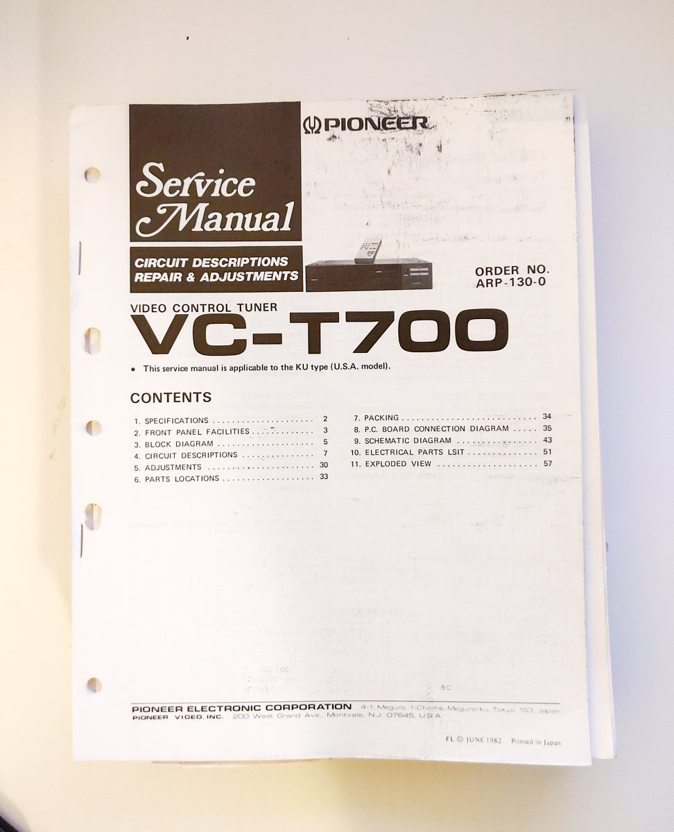 Pioneer VC-T700 Tuner Service Manual *Original*