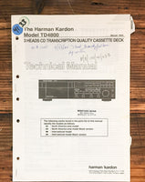 Harman Kardon TD4800 Cassette  Service Manual *Original*