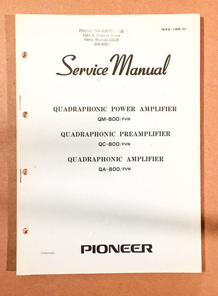 Pioneer QM-800 QC-800 QA-800 Quad Stereo  Service Manual *Original*