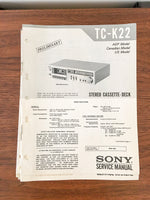 Sony TC-K22 Cassette PRELIMINARY Service Manual *Original*