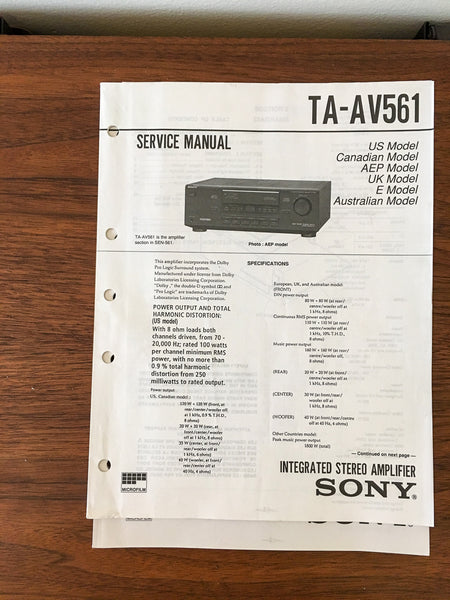 Sony TA-AV651 Amplifier Service Manual *Original*