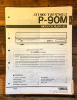 Yamaha P-90M Record Player / Turntable Service Manual *Original*