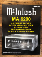 Mcintosh MA 6200 Amplifier  Dealer Brochure *Original*