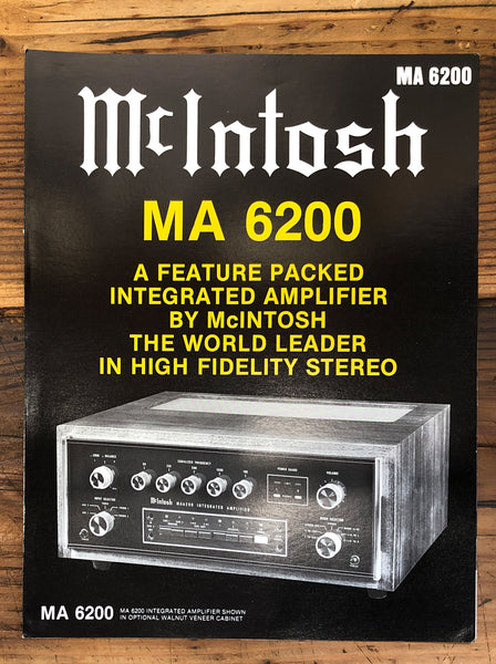 Mcintosh MA 6200 Amplifier  Dealer Brochure *Original*
