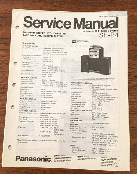 Technics SE-P4 Amplifier Service Manual *Original*