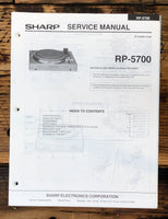 Sharp RP-5700 Record Player / Turntable Service Manual *Original*