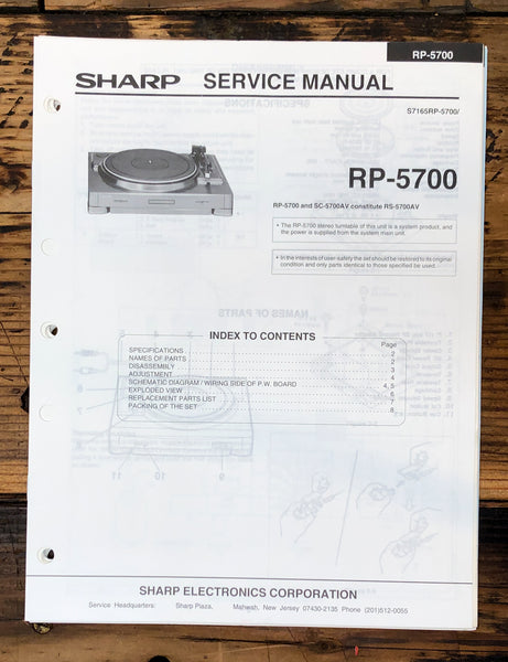 Sharp RP-5700 Record Player / Turntable Service Manual *Original*