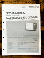 Toshiba CX9300 CE955C CE920C TV / Television Service Manual *Original*