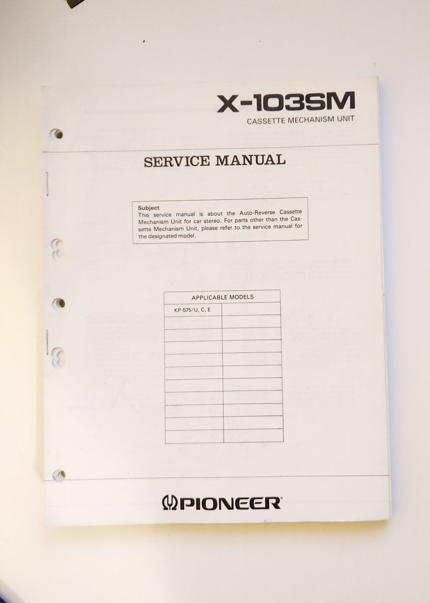 Pioneer X-103SM Cassette Mechanism Service Manual *Original*