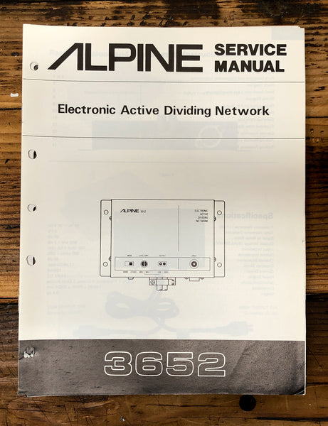 Alpine Model 3652 Dividing Network  Service Manual *Original*