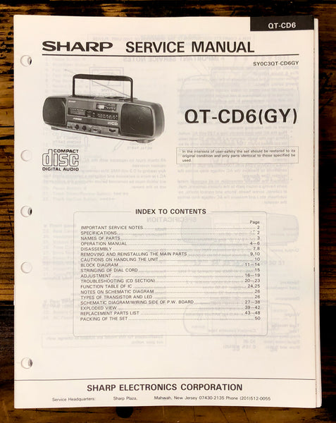 Sharp QT-CD6 Radio Service Manual *Original*