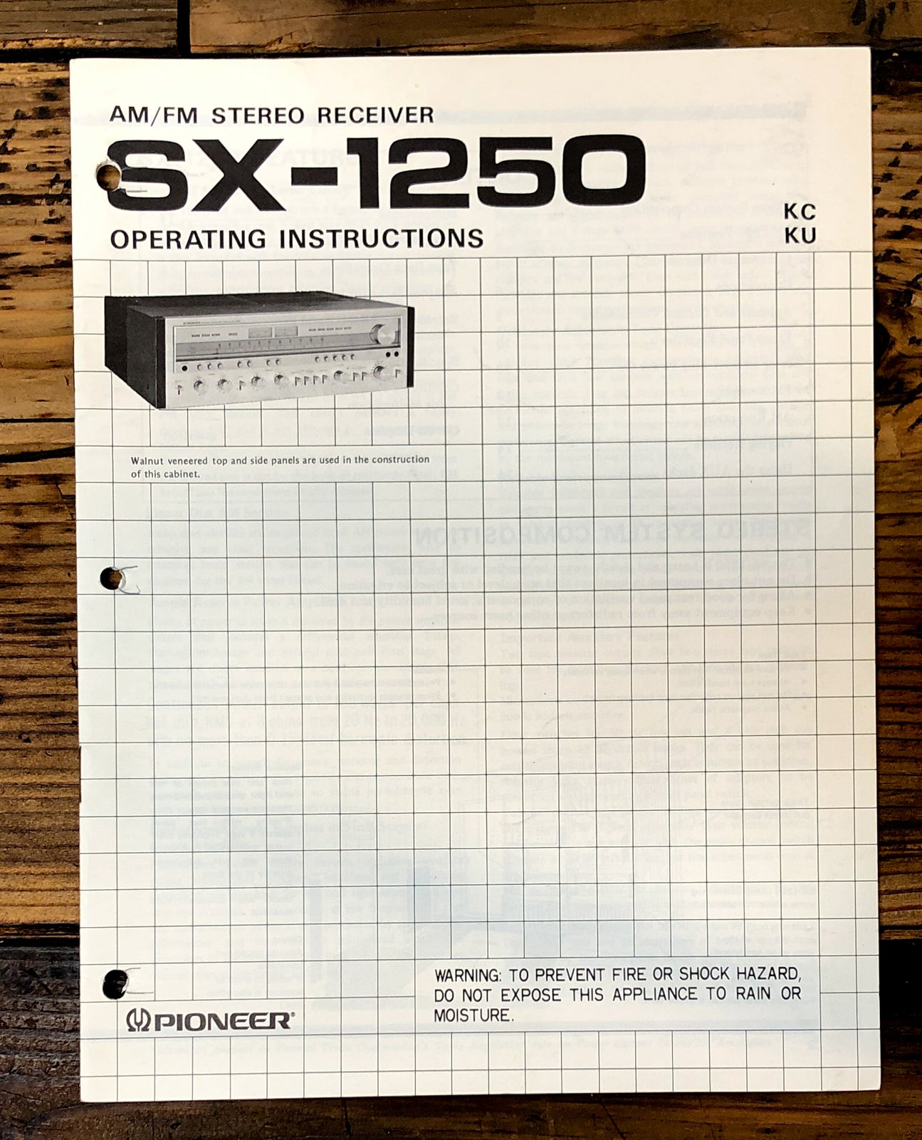 Pioneer SX-1250 Receiver Owner / User Manual *Original* #2