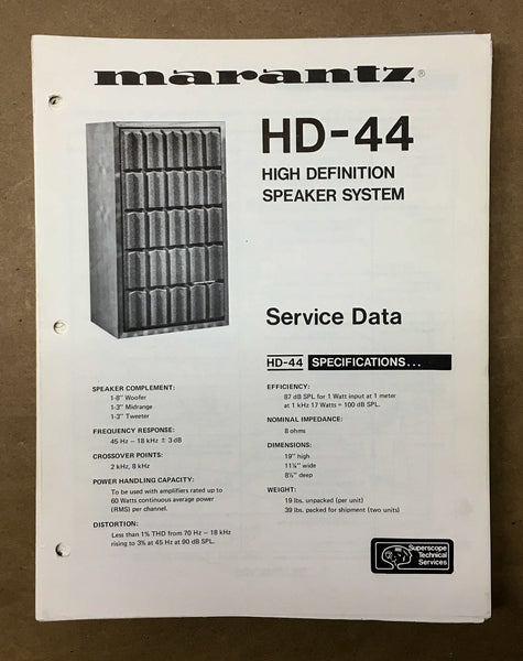 Marantz HD-44 Speaker Service Manual *Original*